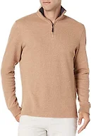Amazon Essentials Men's Quarter-Zip French Rib Mock Neck Sweater, Casual Wear, Camel Heather, X-Large