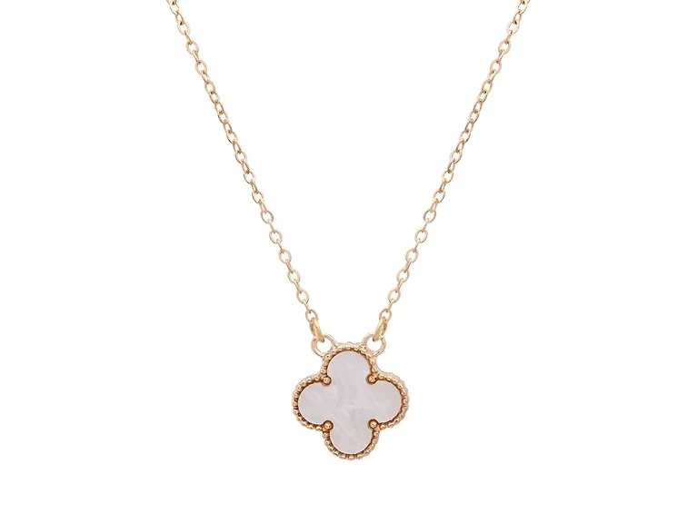 Classic Mother of Pearl Clover Pendant Necklace