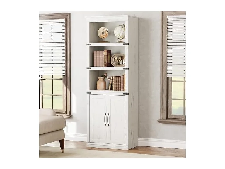 5 Tier Bookcase with Cabinet, White