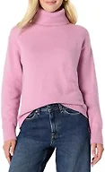 Amazon Essentials Women's Relaxed-Fit Cotton Blend Turtleneck Pullover Sweater, Mauve, X-Large