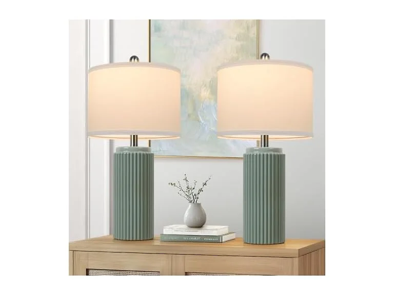 TOBUSA 23.5" Green Ceramic Table Lamps Set of 2