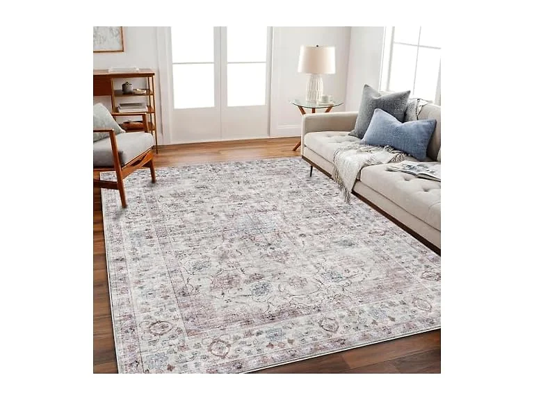 CHAMPLANT Purple/Red Flowers Rug 5'x7'