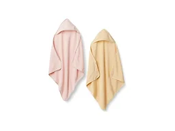 Amazon Essentials x Sofia Grainge Unisex Babies' Hooded Bath Towel, Pack of 2, Light Pink/Pale Yellow, One Size