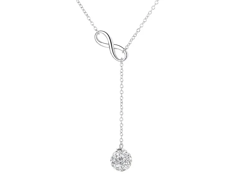 18K White Gold Ball Drop Necklace