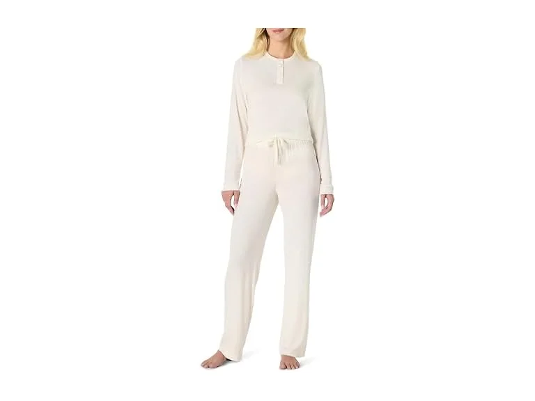 AE Womens LS Henley PJ Set (Ivory)