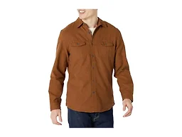Amazon Essentials Men's Slim-Fit Flannel Long-Sleeve Button Down Shirt, Two-Pocket, 100% Cotton, Plaid, Toffee Brown, Large
