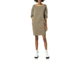 Amazon Essentials Women's Fleece Blouson Sleeve Crewneck Sweatshirt Dress (Available in Plus Size), Camel Cheetah, Small