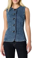 Amazon Essentials Women's Regular-Fit Button-Down Denim Vest, Medium Blue Vintage, 8