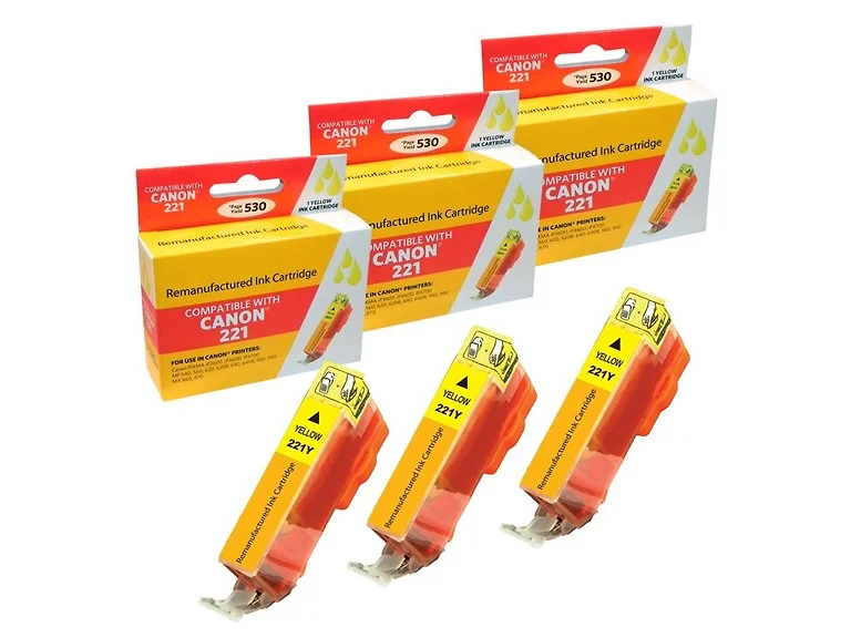 Compatible Canon CLI-221 Yellow Ink Cartridge Combo Pack. (3 Pack)