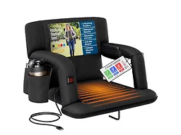 Alpcour APC-RSSHAWBK-2P 25" Wide Alpcour 2PK Heated Reclining Stadium Seat w/ Armrests Black