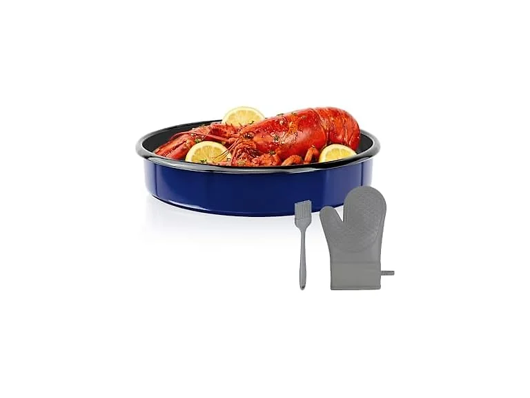Round Roasting Pan Set, Enamel 10 Inch