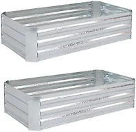 Sunnydaze Decor HB-512-2PK Steel Raised Beds 2PK Silver S