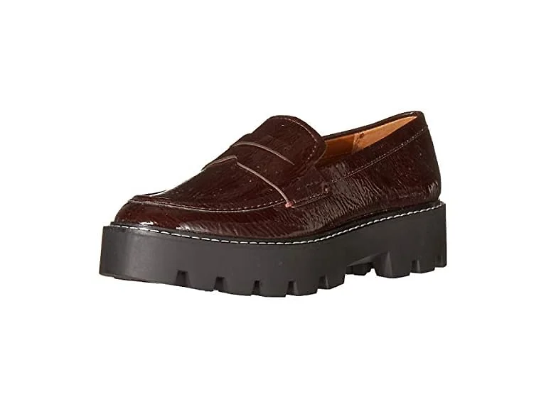 Franco Sarto Womens Chunky Loafer, Burgundy, 8