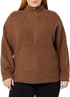 Amazon Essentials Women's Sweaters, Dressy Casual, Mid Gauge Stretch, Half Zip, Polo Collar, Chocolate Heather, Large