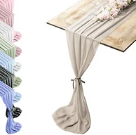 Silky Touch Chiffon Table Runner Set - 29" x 120", Elegant Beige Runner, Perfect for Halloween, Christmas, Weddings & Events
