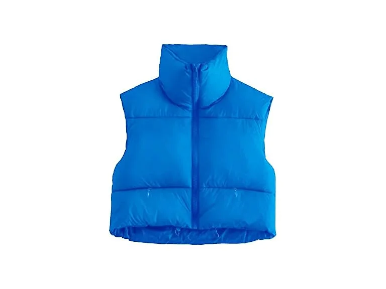 Flygo Women (S) Cropped Puffer Zip Up Stand Vest