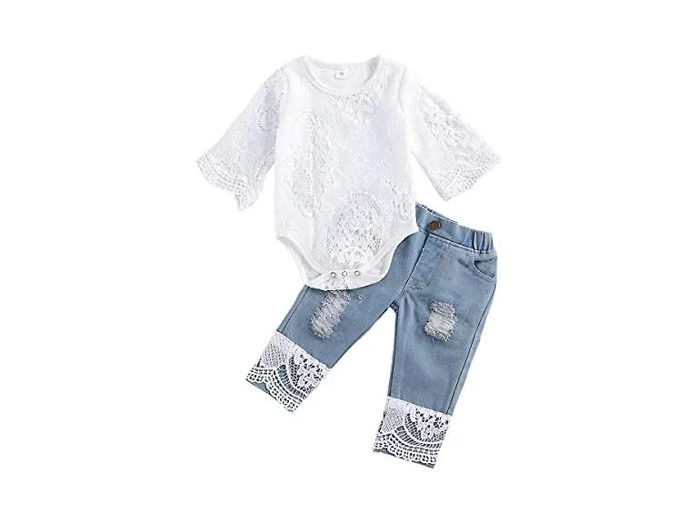 Ciycuit (0-6 MOS) Newborn Baby Girl Lace Jeans