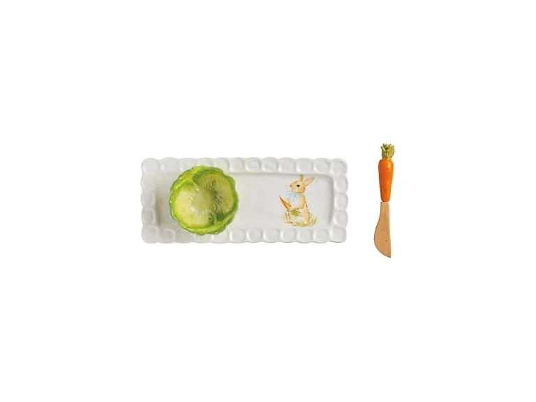 Mud Pie Easter Bunny Tray, Cabbage Tidbit Set