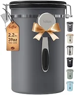 Veken Coffee Canister,39OZ, 2.2lbs,Large Airtight Stainless Steel Container