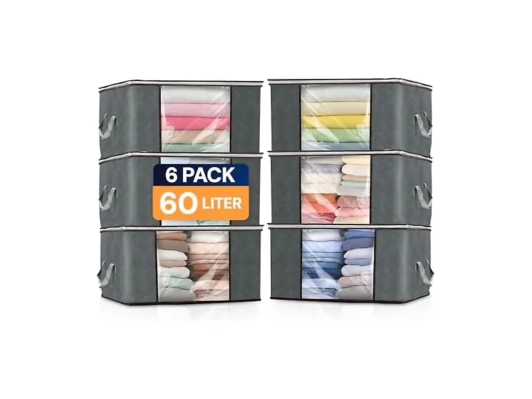6 Pack 60L Clothes Storage Bags