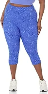 Amazon Essentials Women's High Waisted Active Sculpt Exercise Shaping Capri Leggings, Multicolor Marble, 1X