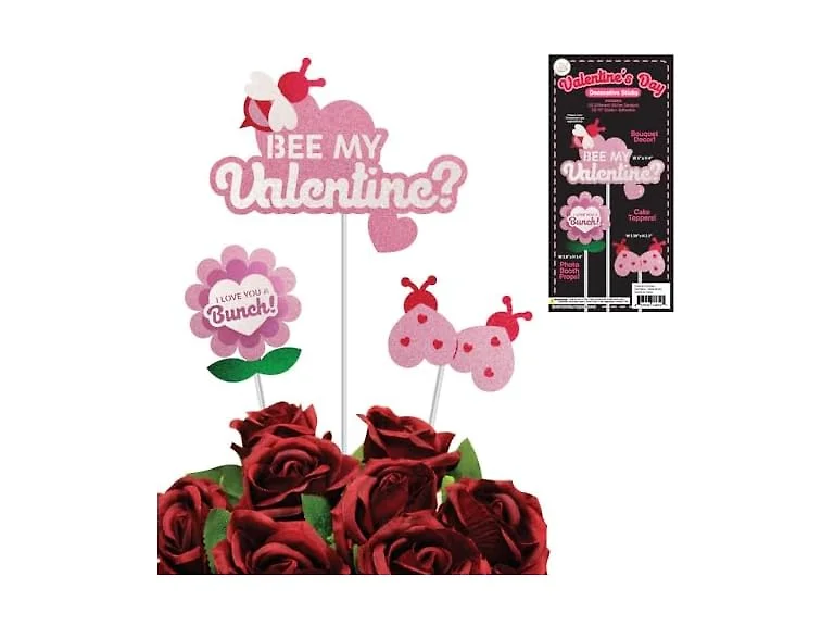 LUV Ribbon Glittered 3pc Be My Valentine Picks