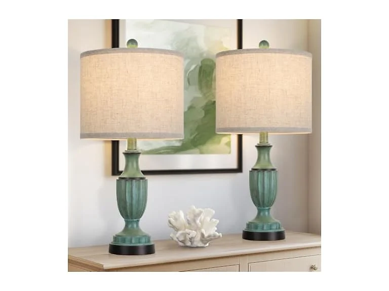 Turquoise Farmhouse Living Room Table Lamps Set of 2
