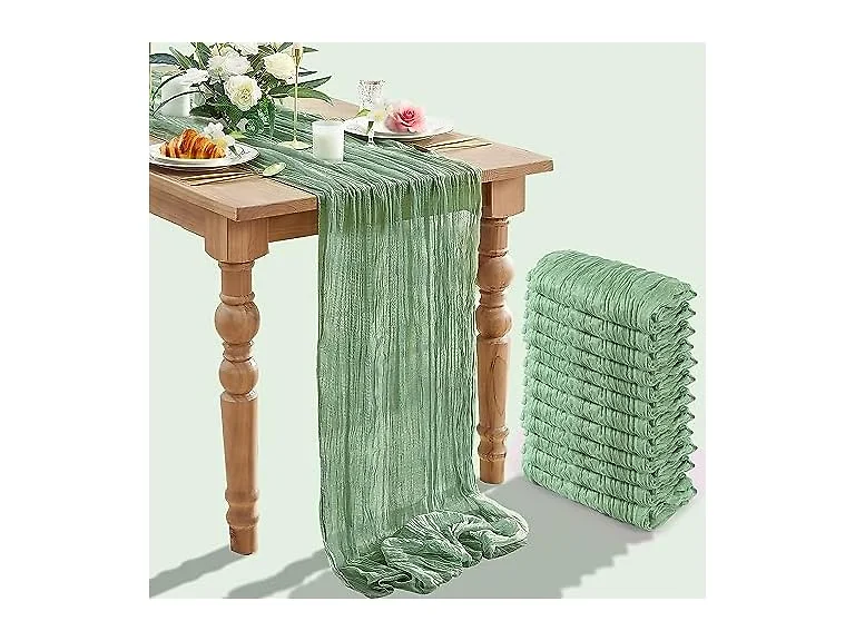 TISEMENT 12 Packs Cheesecloth Table Runne (Sage Green)