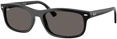 Ray-Ban RB2224 901/B1 57 57-20-145 Ray-Ban RB2224 Rectangle Sunglasses  BLACK/DARK GREY