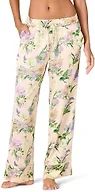 Amazon Essentials Women's Regular-Fit Full-Length Satin Sleep Pajama Pants, Beige Peach Floral, Medium