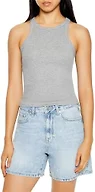 Forever 21 Women's Ribbed Racerback Tank Top, Heather Grey, Small