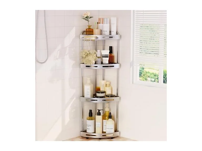 Binecer Corner Shower Caddy, 4 Tier Silver