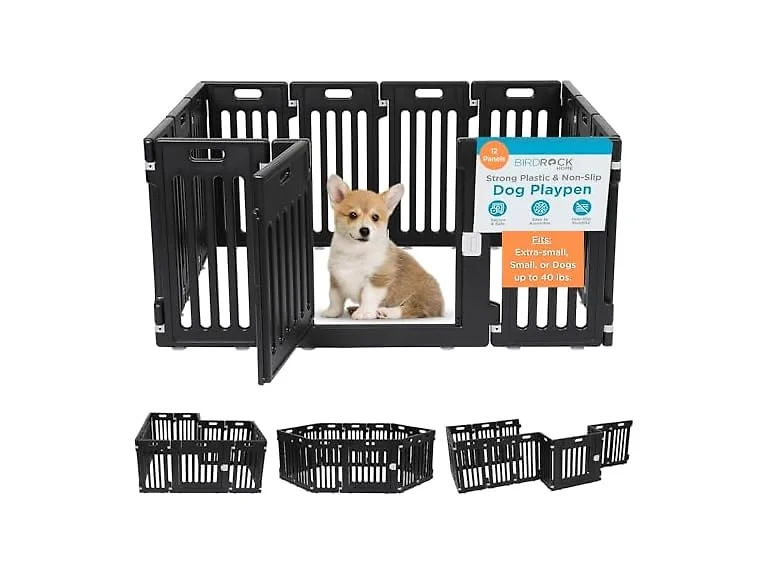 BIRDROCK HOME Dog Playpen w/Door, 12 Panel, 25.6"
