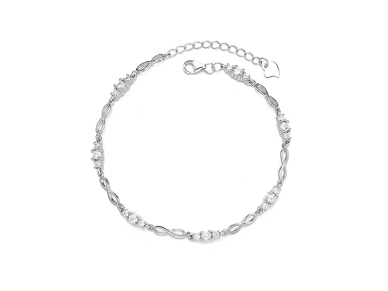 18K White Gold Plated Infinity Bracelet