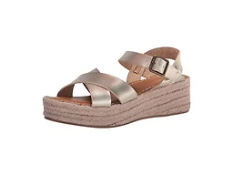 Amazon Essentials Women's Ankle Strap Flatform Espadrille Sandal Shoes, Faux Leather, Gold, 7