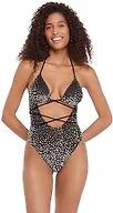 Steve Madden Womens Strappy Cutout Triangle One Piece Swimsuit, Purfection, Small