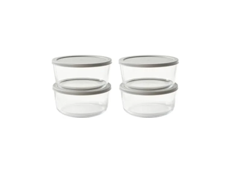 8-Piece Glass Food Storage Containers Set Grey