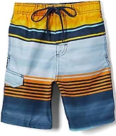 Kanu Surf Boys' Avalon Quick Dry Upf 50+ Beach Swim Trunk, Avalon Navy/Orange, 3T