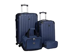 Travelers Club Midtown Hardside 4-Piece Luggage Travel Set, Navy Blue