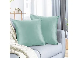 Nestl Throw Pillow Covers, Cozy Velvet Decorative Pillow Cases 24 x 24 Inches, Soft Solid Couch Pillow Covers for Sofa, Bed and Car, Set of 2 - Aqua Light Blue