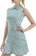 FKEEP Women's Tennis Golf Dresses Zipper V-Neck Sport Activewear with Shorts and Pocket Workout Athletic (Green Leopard, S)