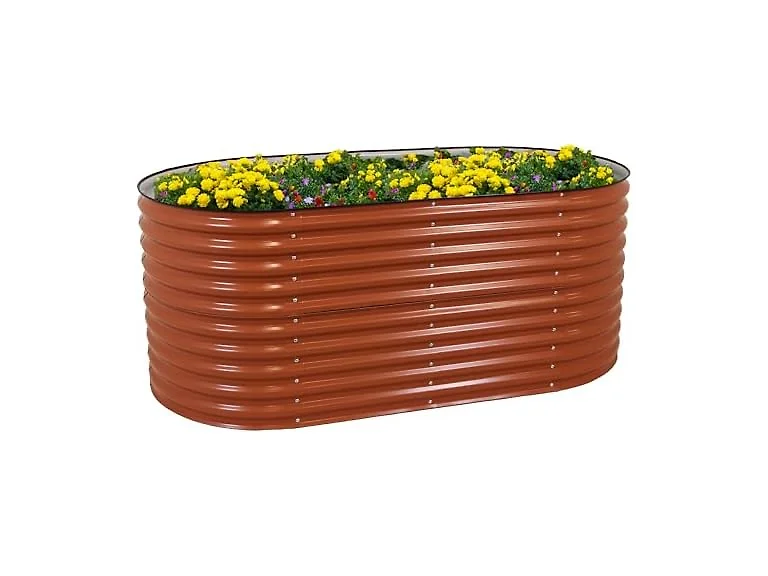 Sunnydaze 79" Oval Garden Bed- Brown