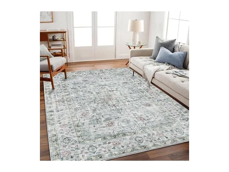 CHAMPLANT Green/Red Flowers Rug 6'x9'