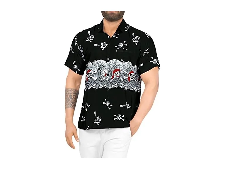 LA Leela Men (S) Halloween Hawaiian Short Shirts