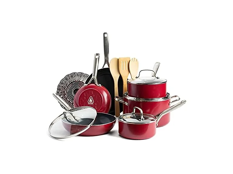 Red Volcano Textured Ceramic Nonstick Set