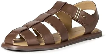 Amazon Essentials Women's Closed Toe Fisherman Sandals, Brown, 11