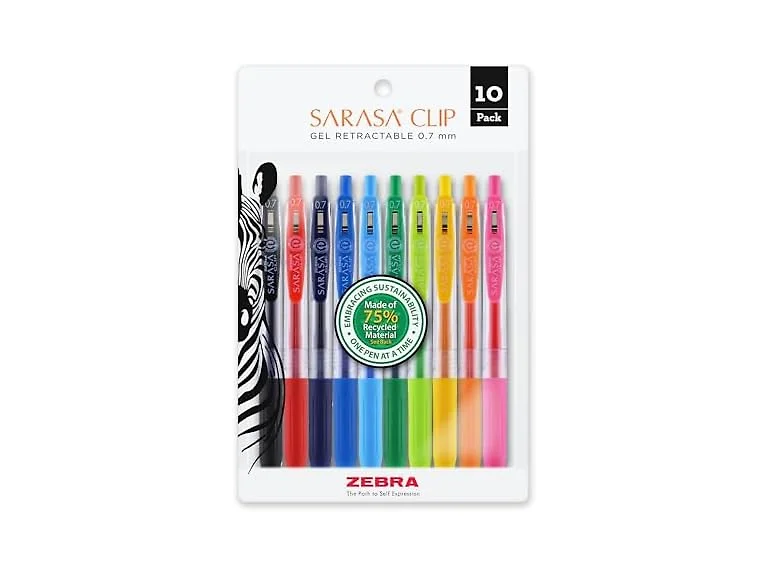 Zebra Pen SARASA Clip Retractable Gel Pen, Assorted Ink