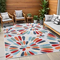 Superior Marigold Indoor Outdoor Area Rug, Perfect for Patio, Poolside, Backyard, Playroom, Kitchen, Bedroom, Dining Room, Entryway, Mudroom, Oversized Floral Floor Cover, 6' x 9', Multicolor