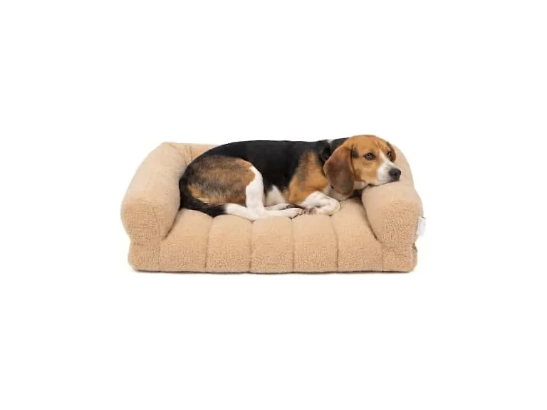 SportPet Medium Sherpa Bolster Couch Pet Bed, Tan