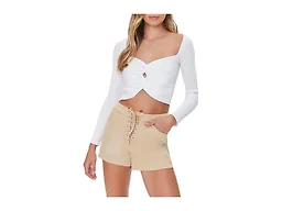 Forever 21 Faux Suede Lace-Up Shorts Cappuccino Large